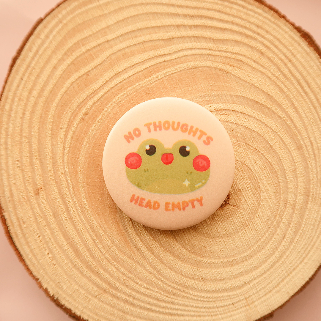 No Thoughts Froggo Button Pin