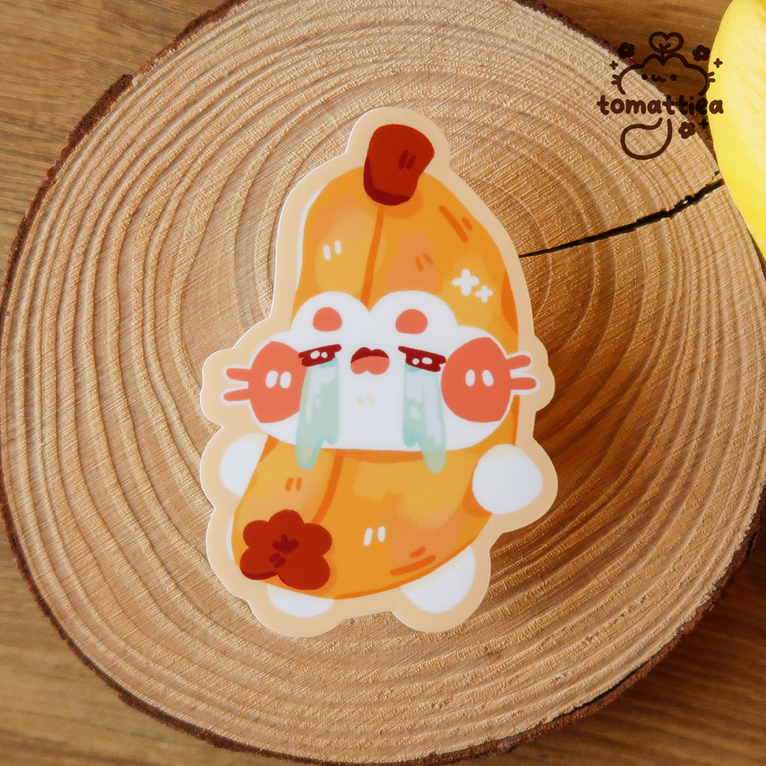 Crying Banana Cat Vinyl Diecut Sticker