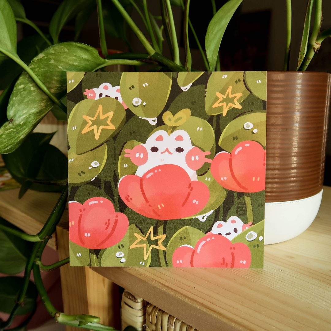 Tiny Cats in Flowers Art Print