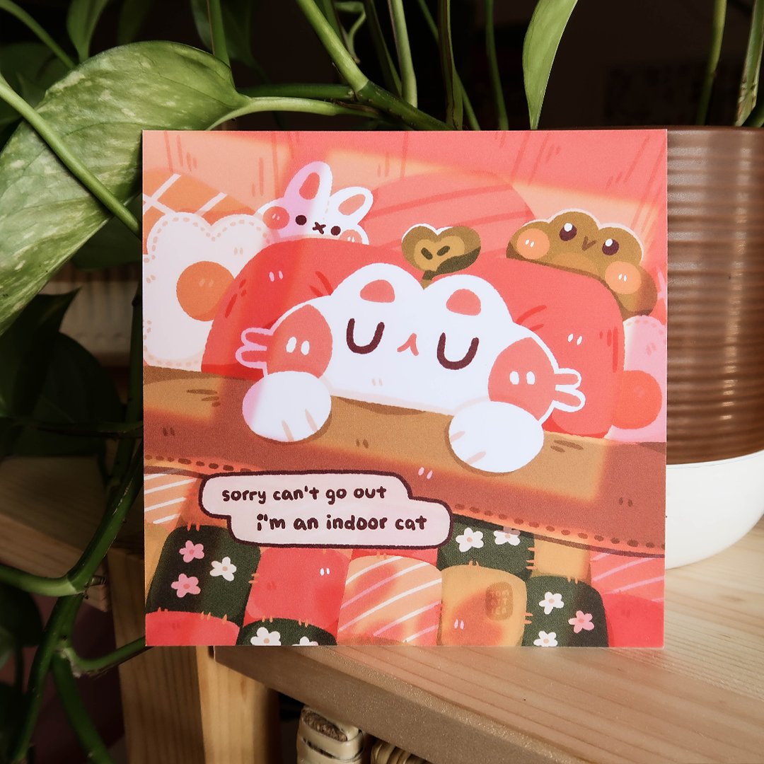 Sleepy Indoor Cat Art Print