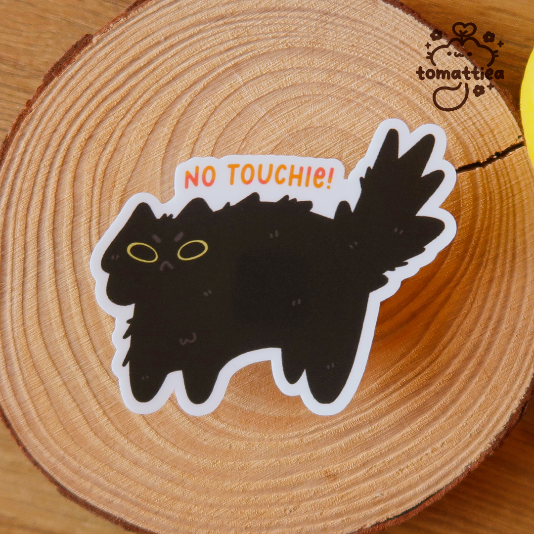 No Touchie Black Cat Vinyl Diecut Sticker