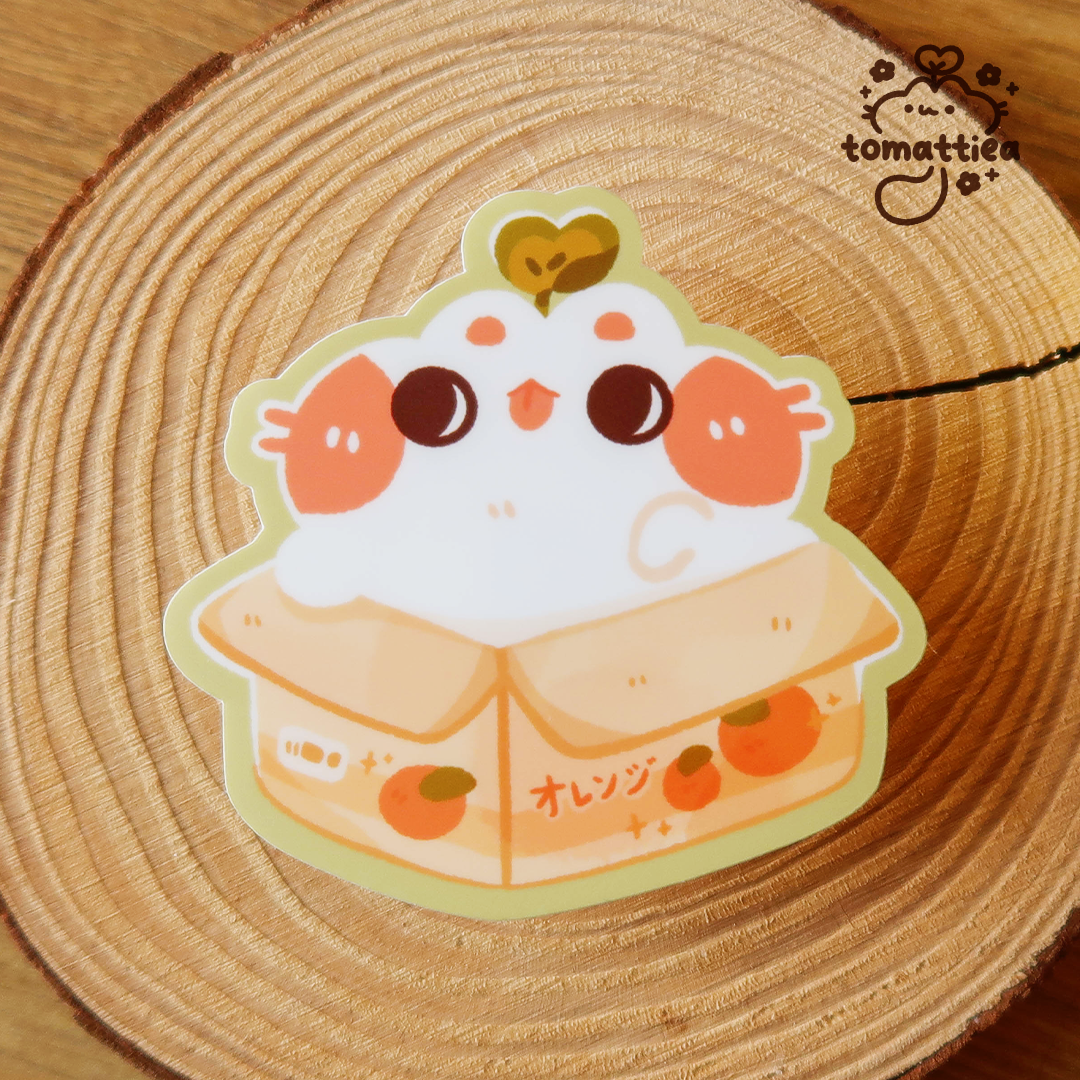 Orange Box Cat Vinyl Diecut Sticker