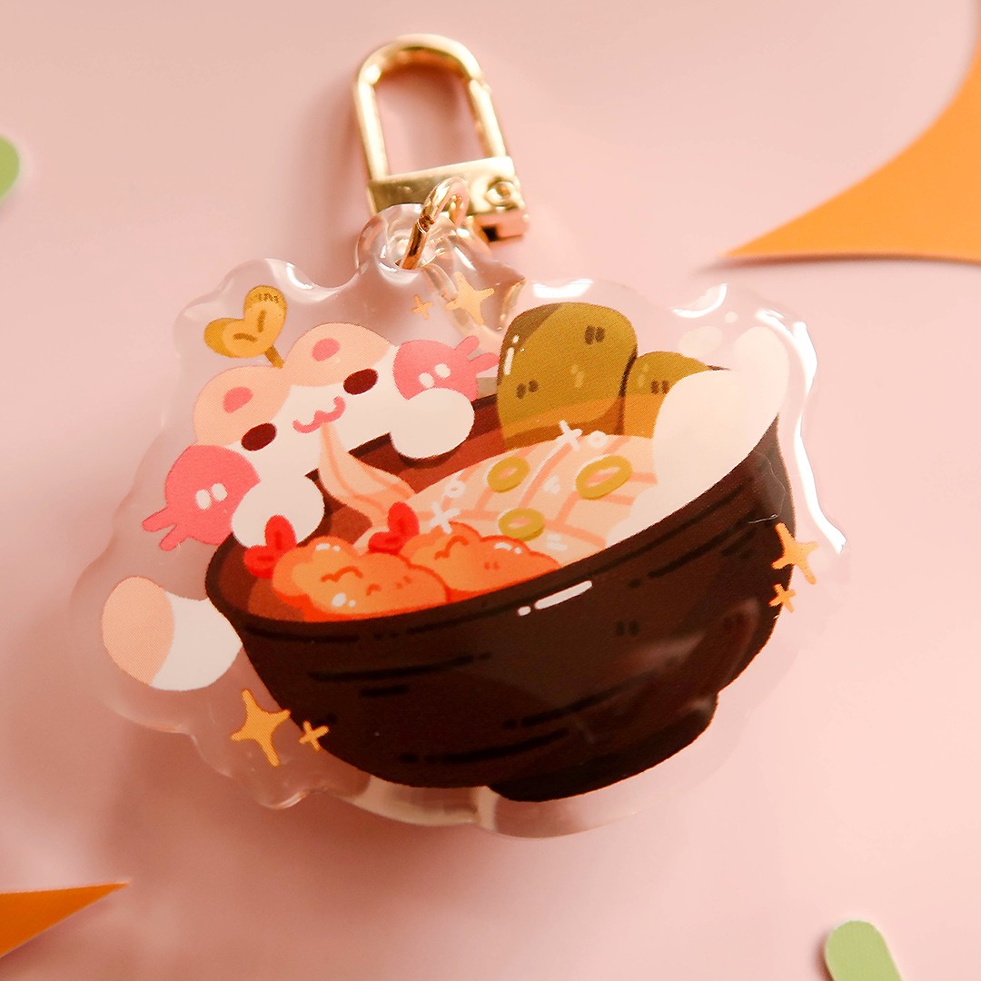 Ramen Cat Epoxy Keychain