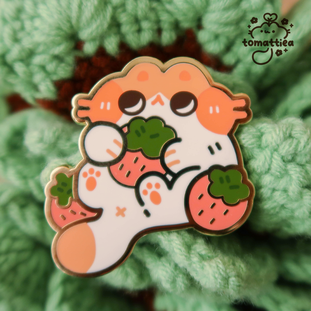 Strawberry Kitty Enamel Pin