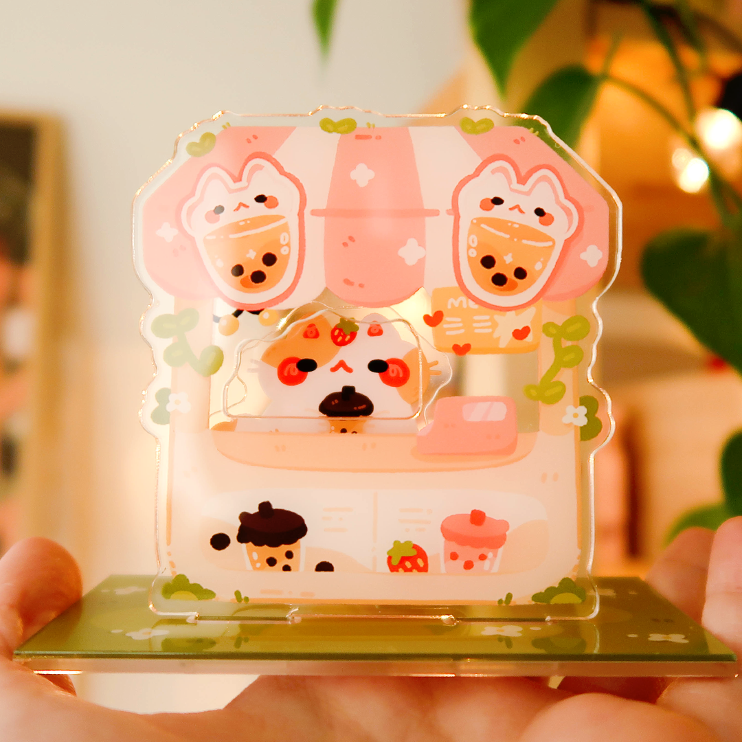 Boba Stall Cat Acrylic Standee