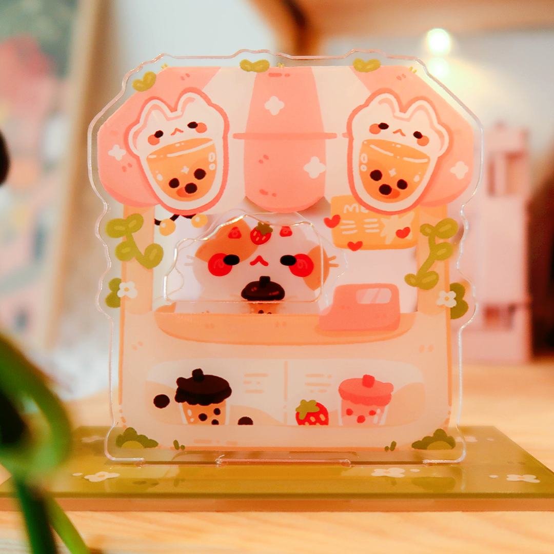 Boba Stall Cat Acrylic Standee