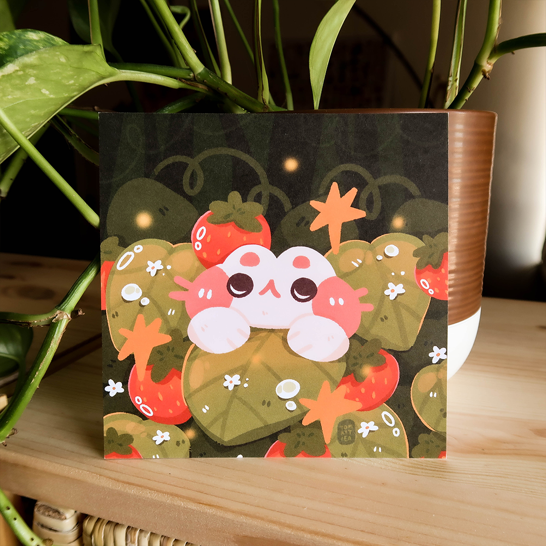 Cat in Strawberry Bush Art Print