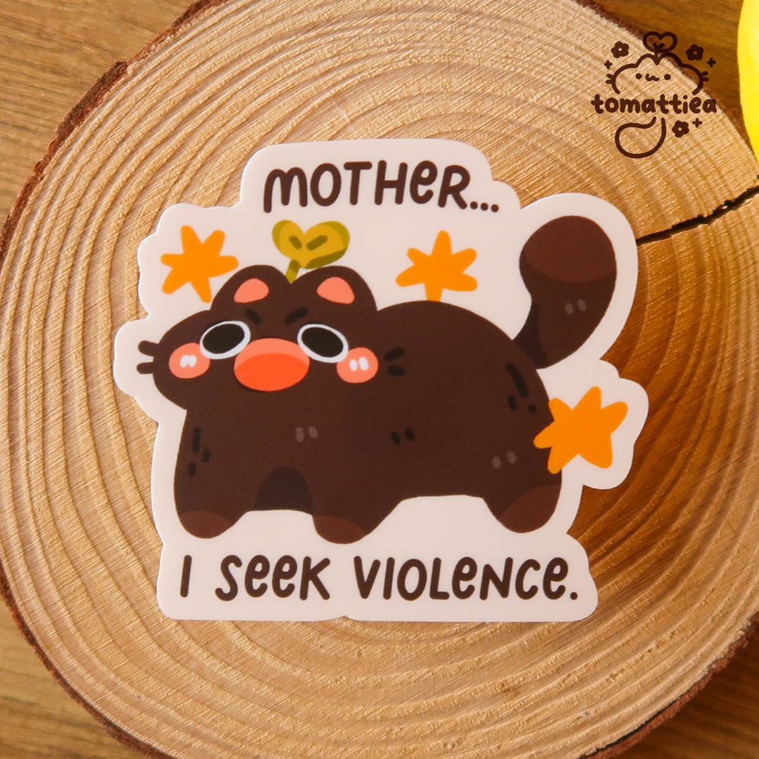 Cat Seeking Violence Vinyl Diecut Sticker