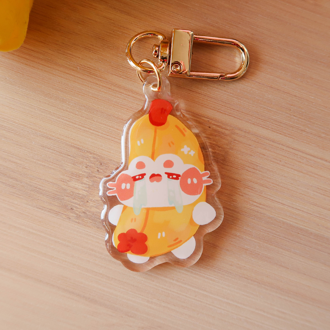 Crying Banana Cat Meme Epoxy Keychain