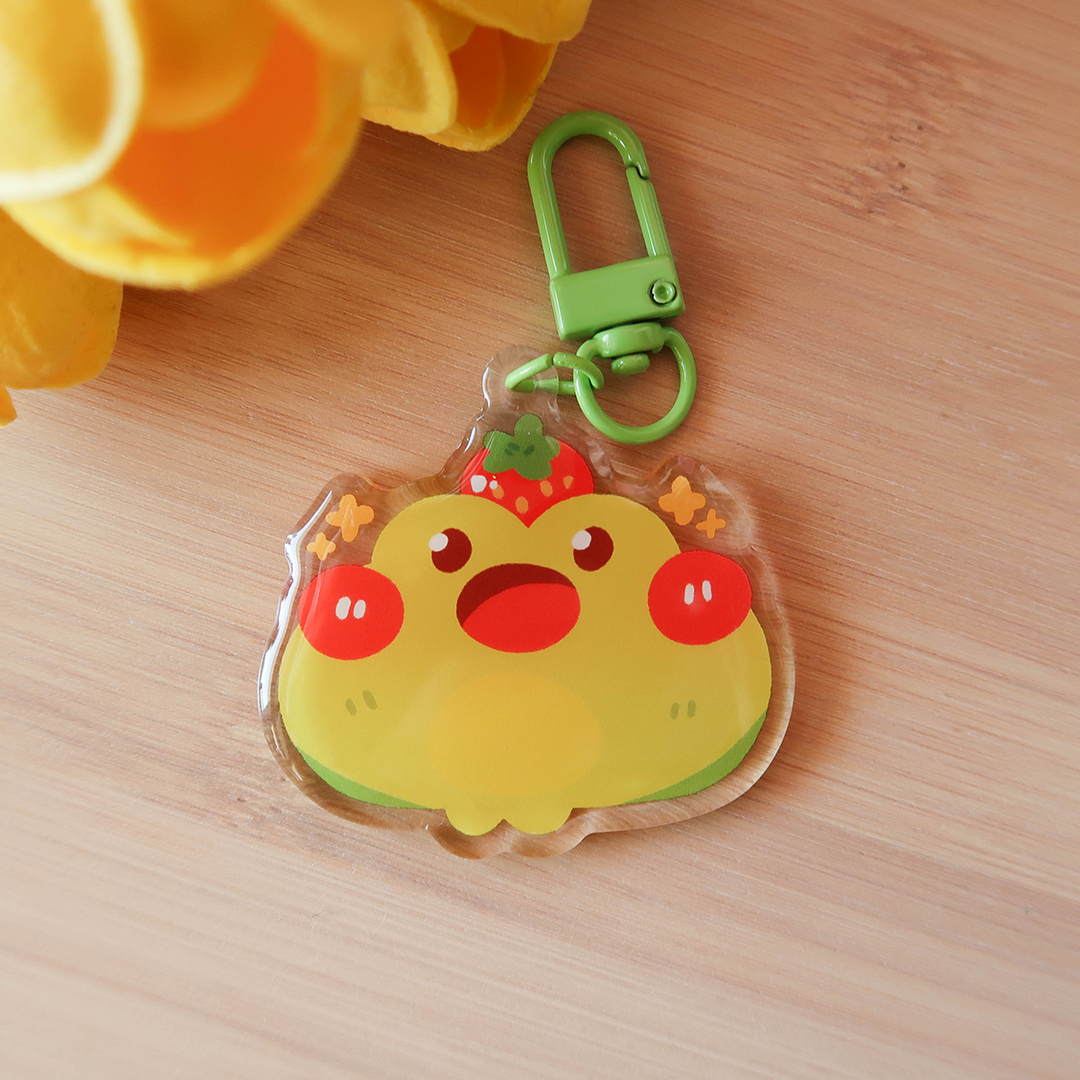 Strawberry Frog Epoxy Keychain