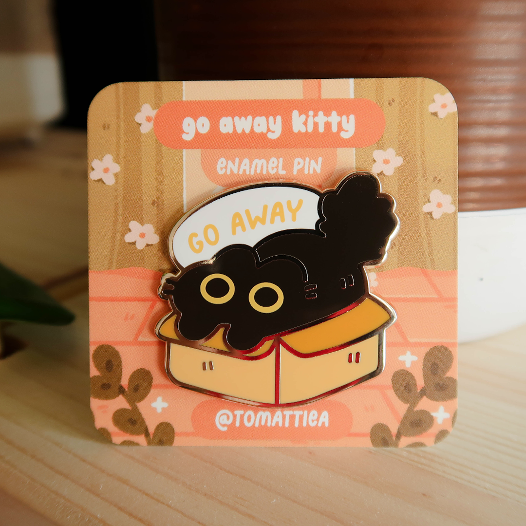Go Away Black Cat Enamel Pin