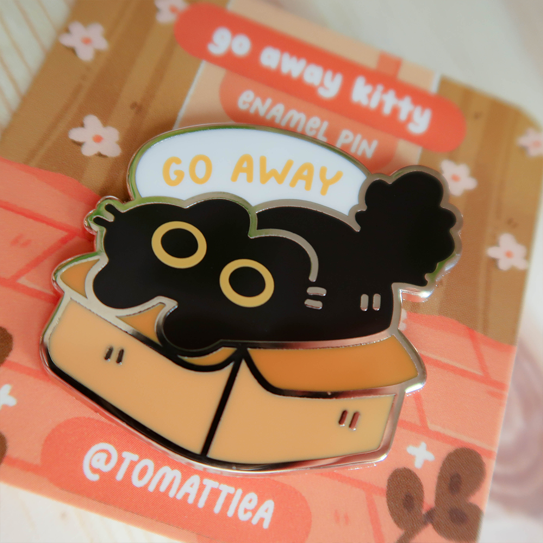 Go Away Black Cat Enamel Pin