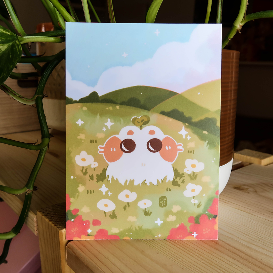 Cat Lost in a Field A6 Postcard