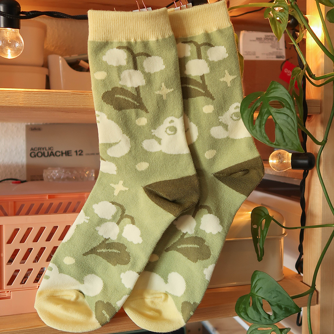 Lily of the Valley Cats Socks