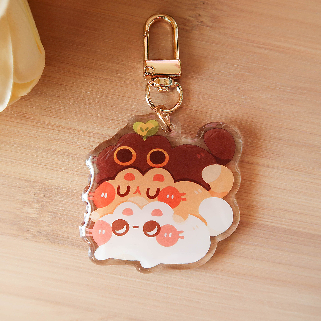 Stacked Cats Epoxy Keychain