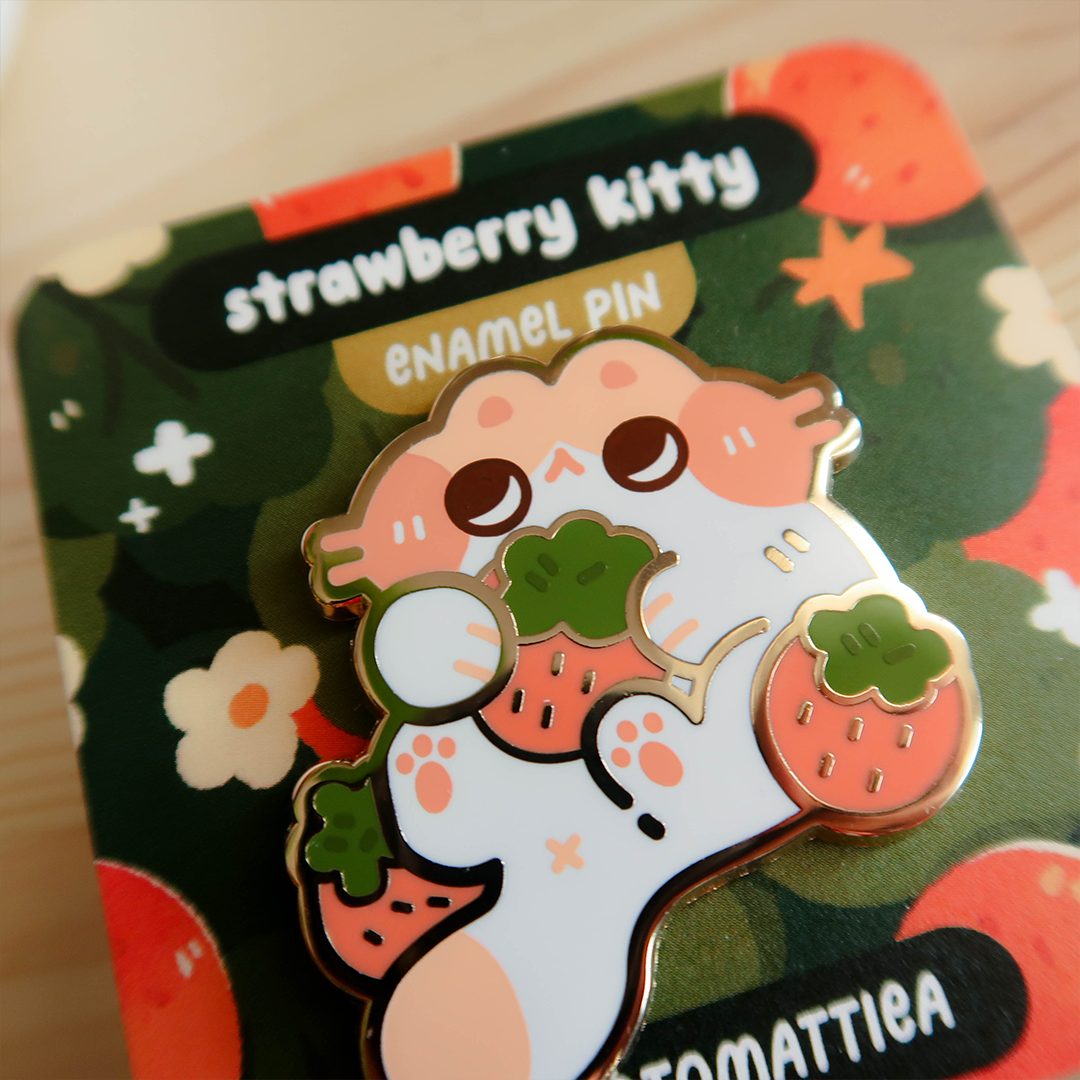 Strawberry Kitty Enamel Pin