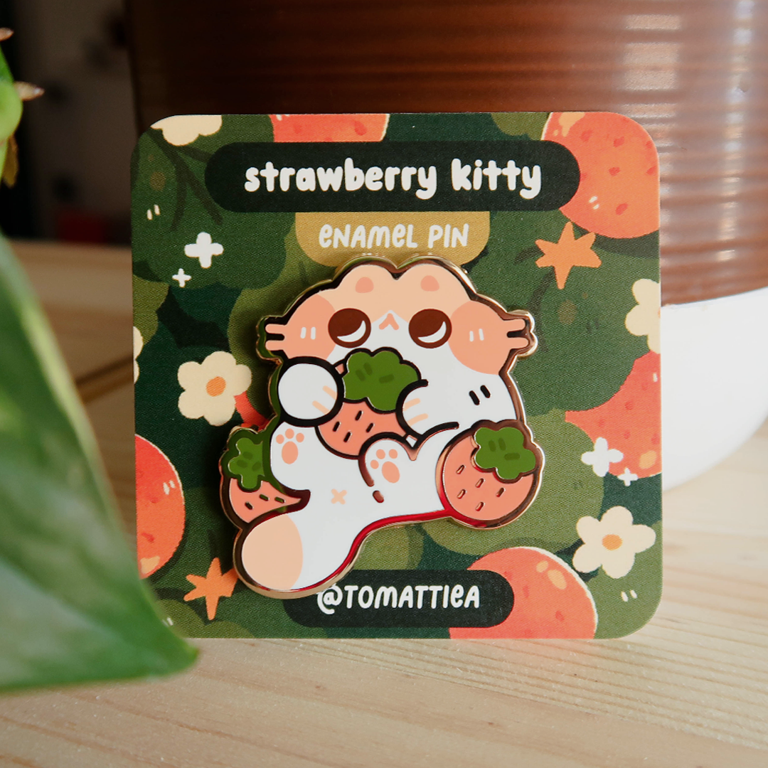 Strawberry Kitty Enamel Pin