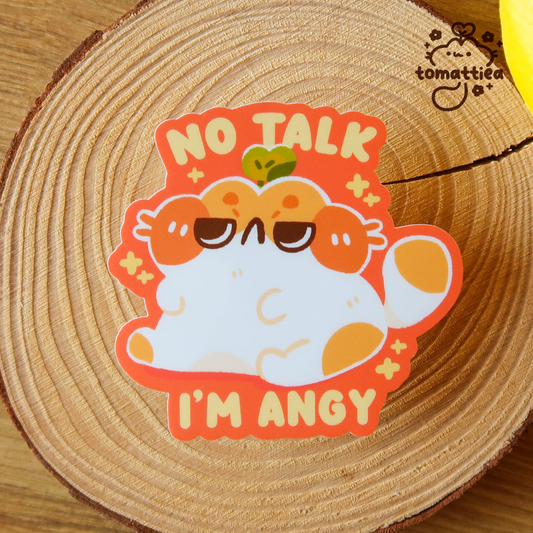 No Talk Angy Cat Vinyl Diecut Sticker