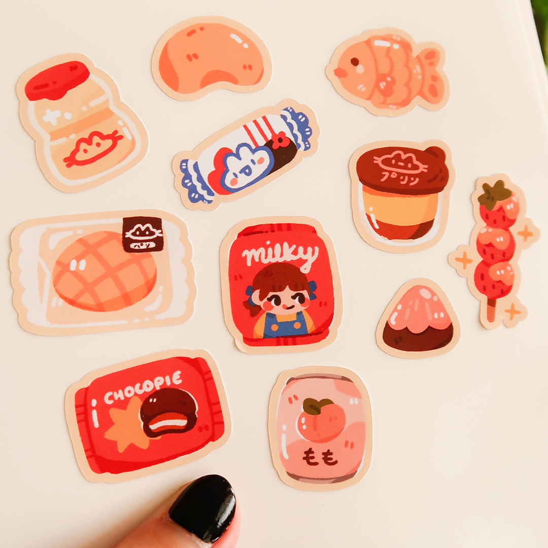 Cute Asian Snacks Sticker Sheet