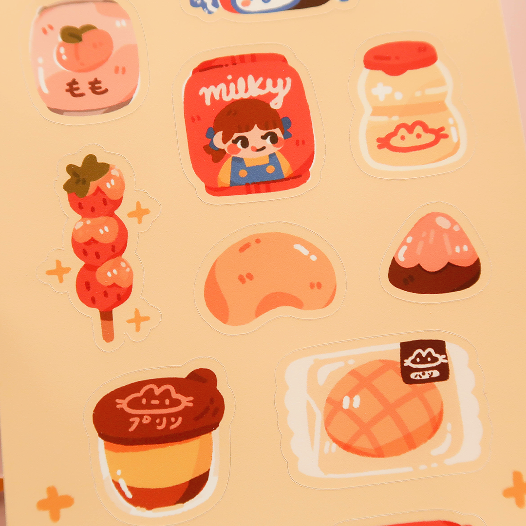 Cute Asian Snacks Sticker Sheet