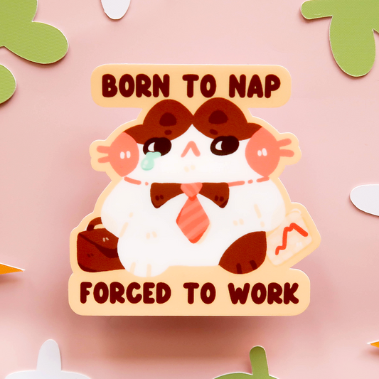 Born to Nap Cat Vinyl Diecut Sticker