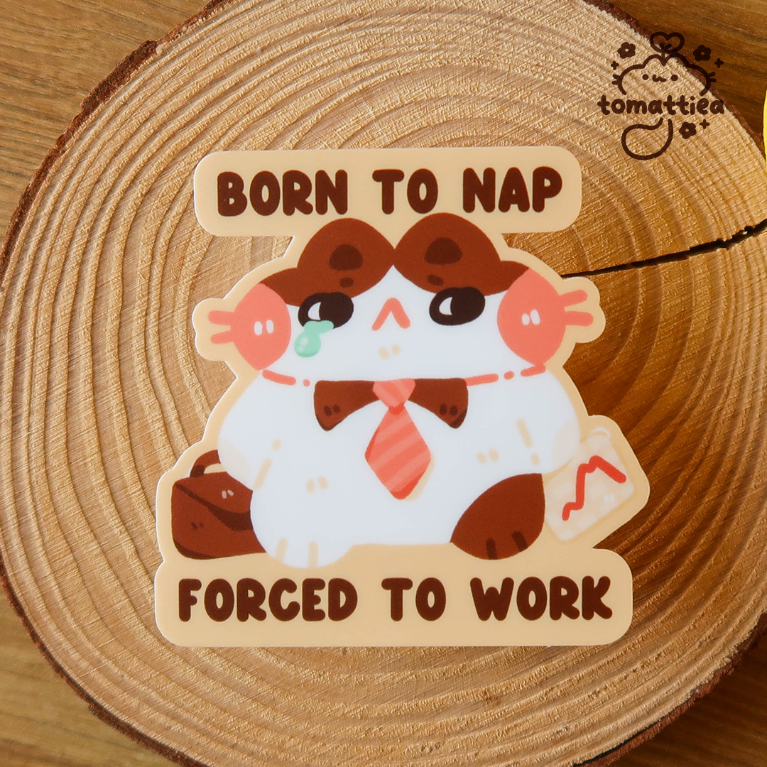 Born to Nap Cat Vinyl Diecut Sticker