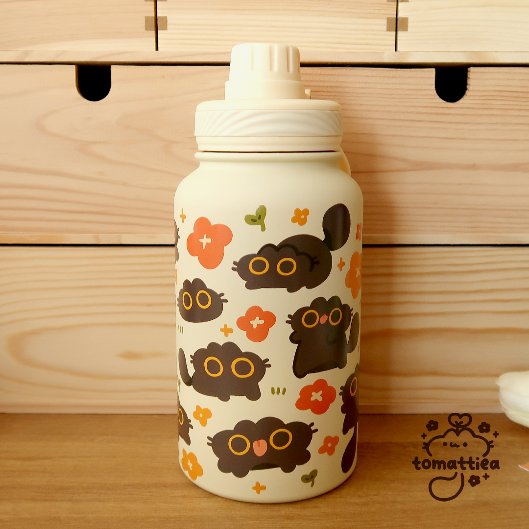 Insulated Bottle - Silly Black Cats