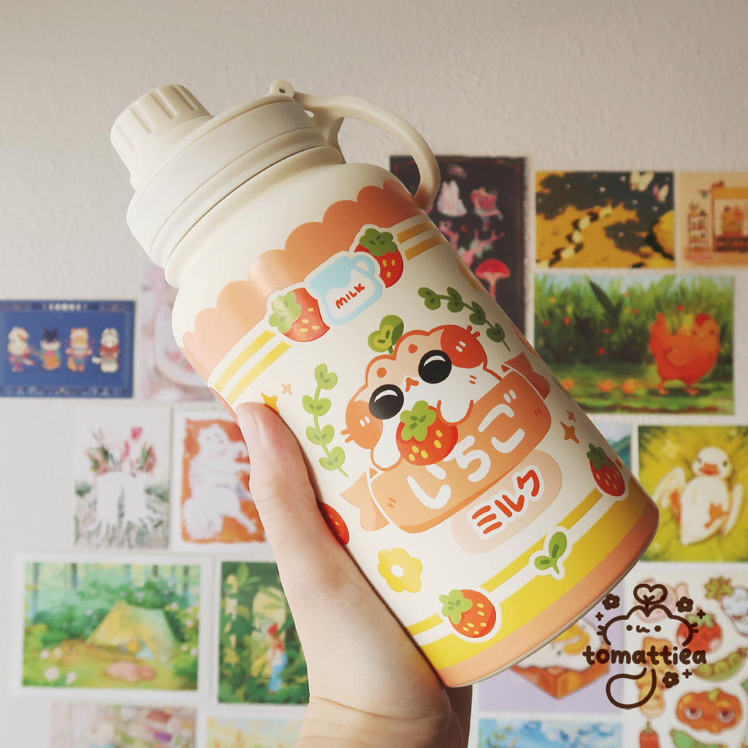 Insulated Bottle - Strawberry Milk Cat