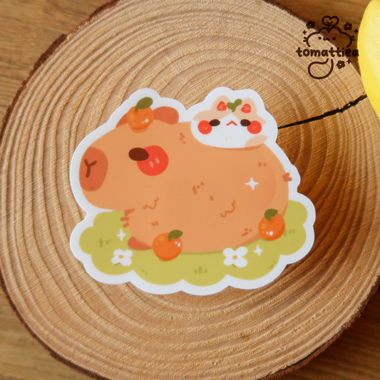Capybara Kitty Buddies Vinyl Diecut Sticker