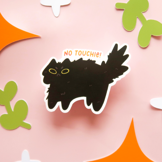 No Touchie Black Cat Vinyl Diecut Sticker