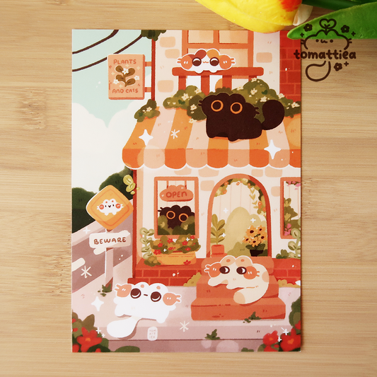 Flower Shop Kitties A6 Postcard