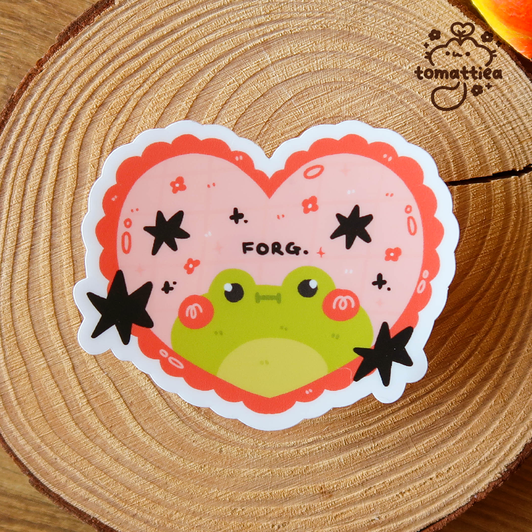 Heart Frog Vinyl Diecut Sticker