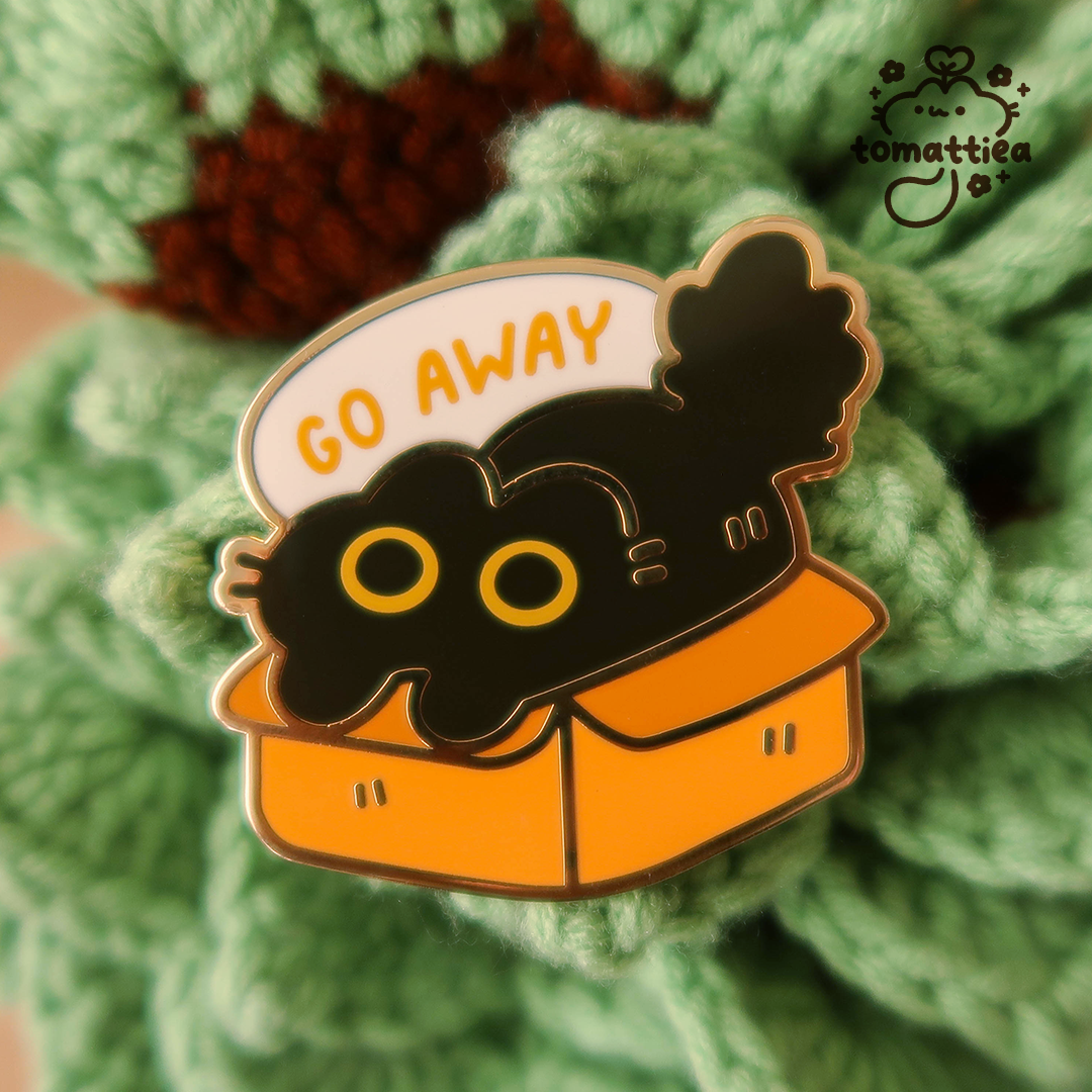 Go Away Black Cat Enamel Pin