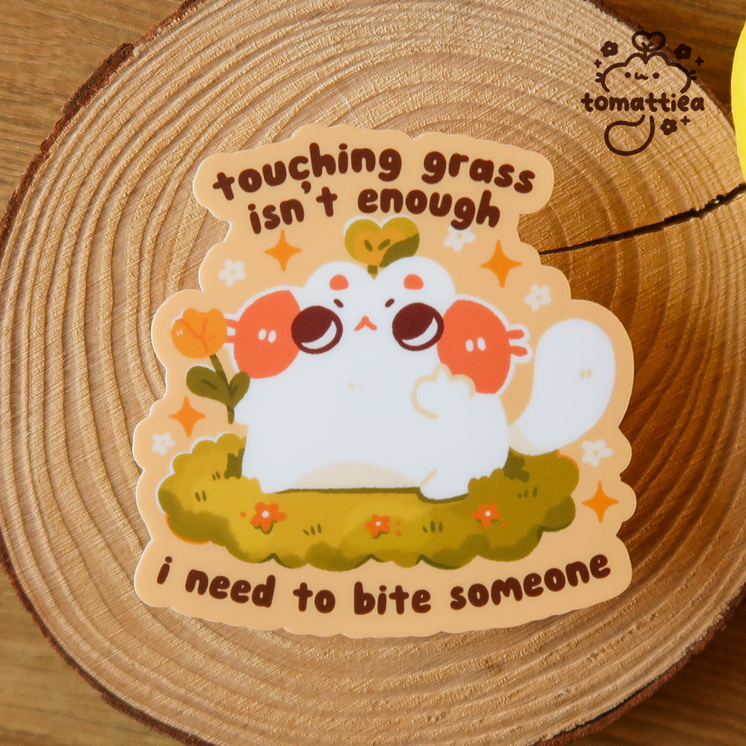 Touch Grass Cat Vinyl Diecut Sticker