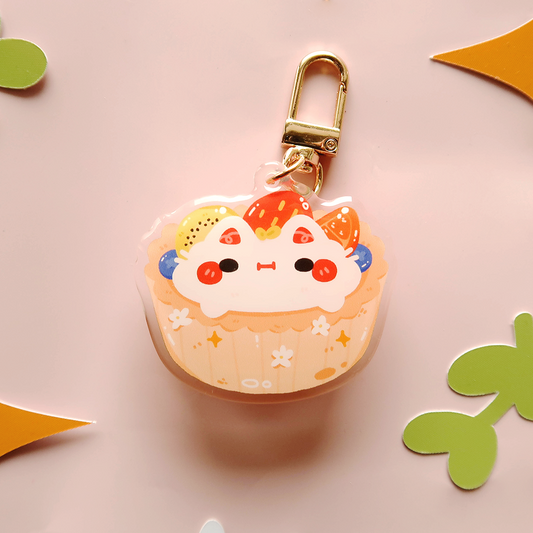 ☕ Kitty Cafe Series ☕ Fruit Tart Cat Epoxy Keychain