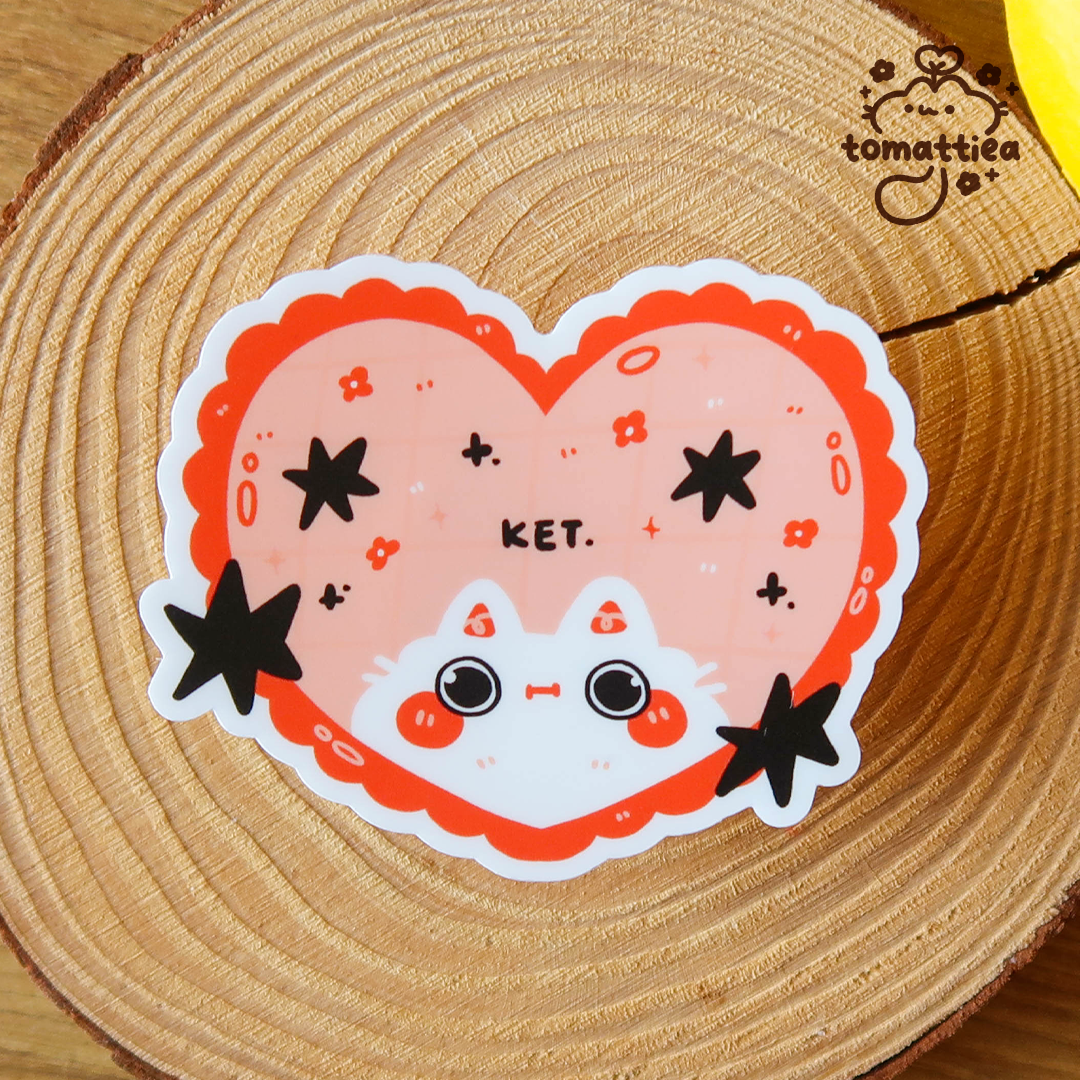 Heart Cat Vinyl Diecut Sticker
