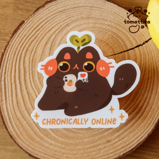 Chronically Online Cat Vinyl Diecut Sticker
