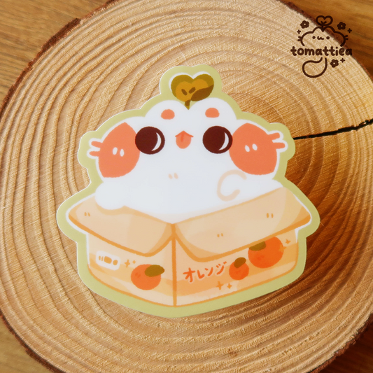 Orange Box Cat Vinyl Diecut Sticker