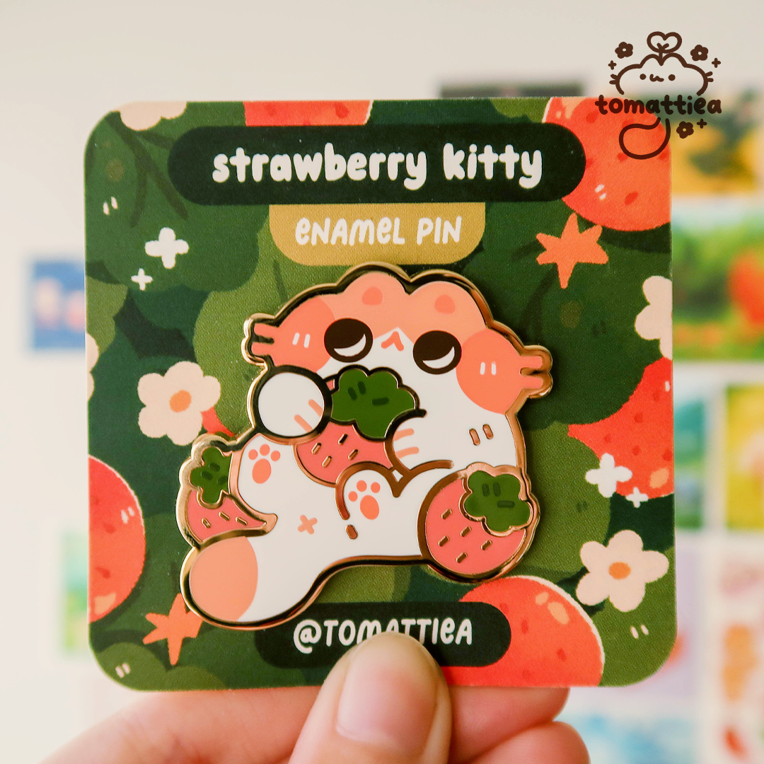 Strawberry Kitty Enamel Pin