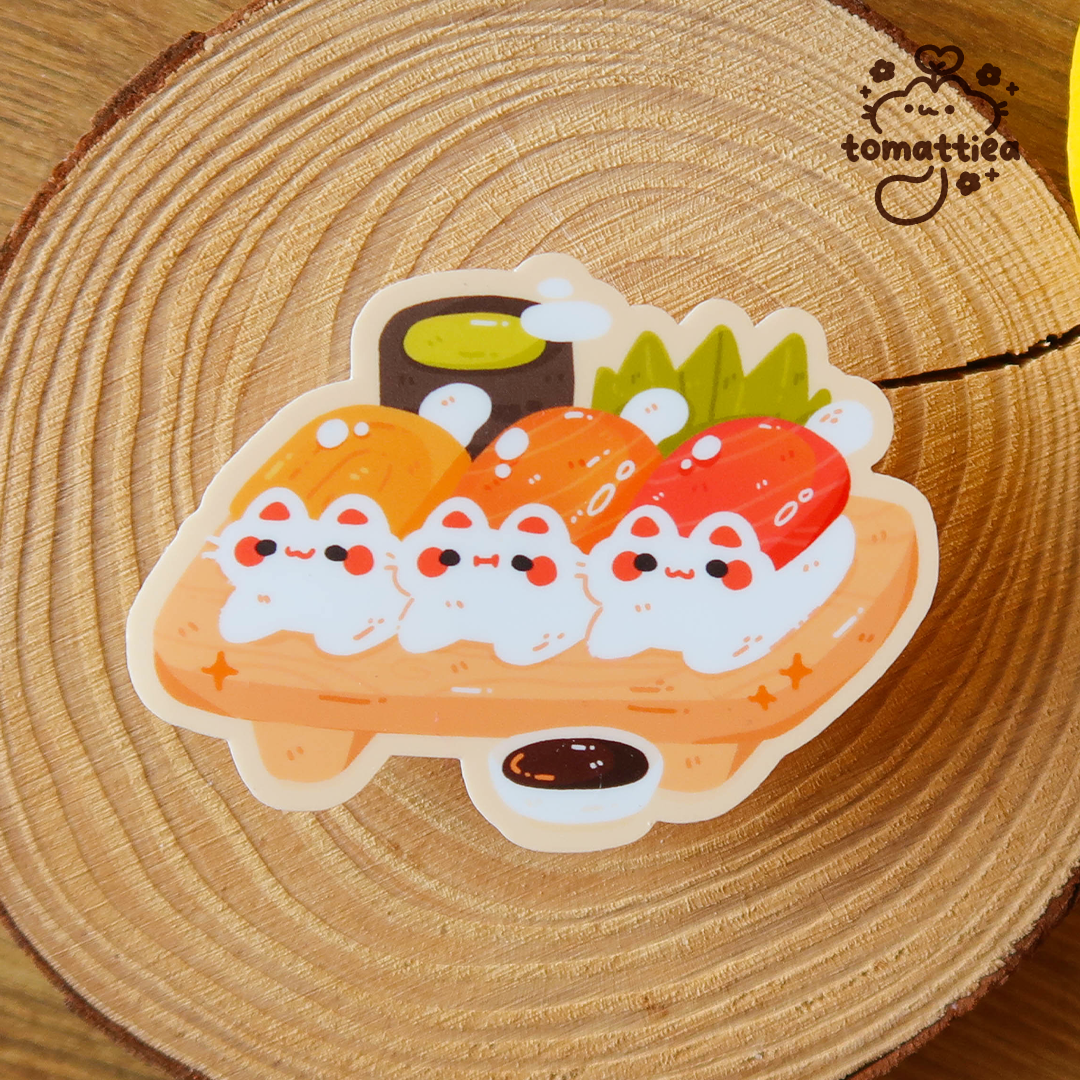 Sushi Kitty Buddies Vinyl Diecut Sticker