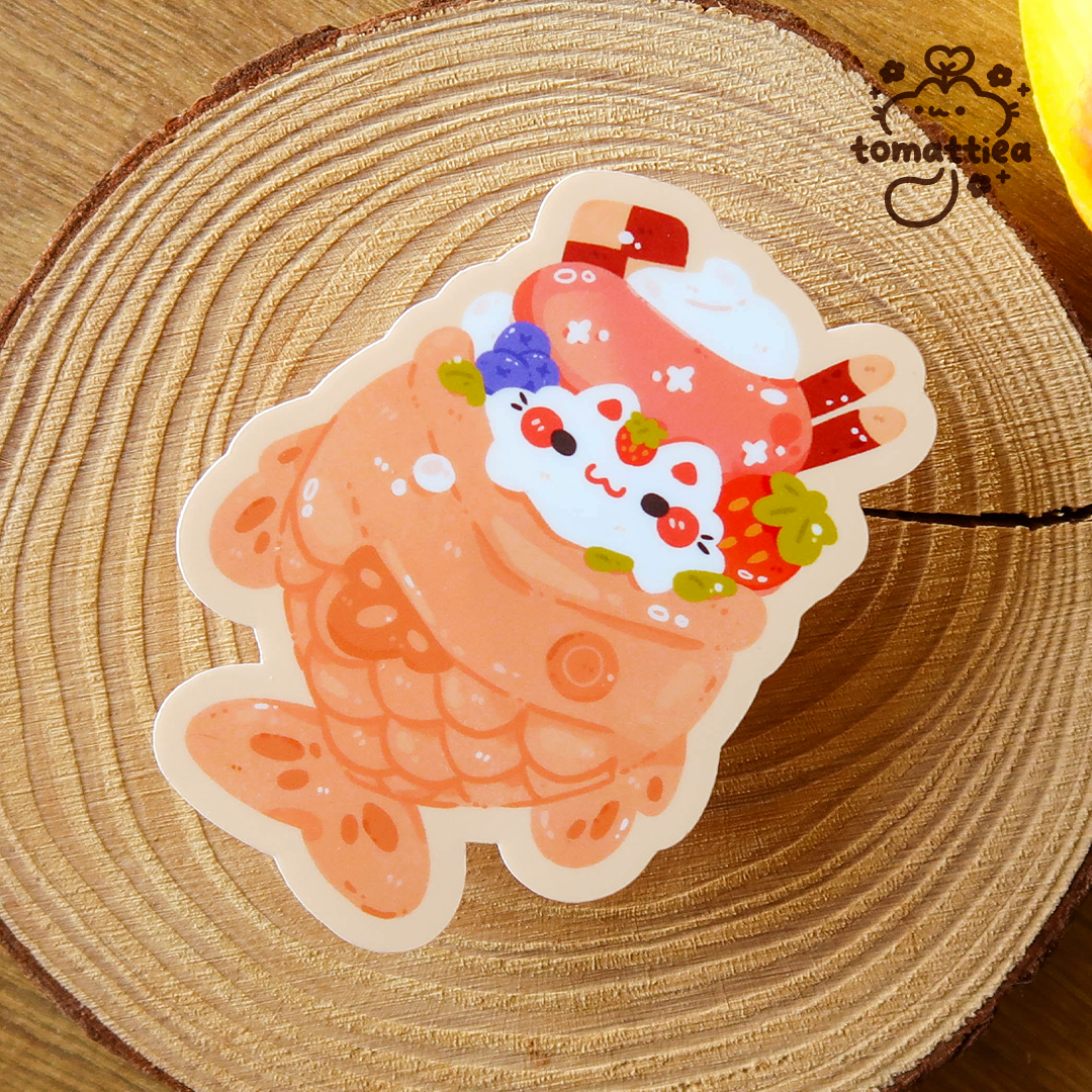 Taiyaki Dessert Cat Vinyl Diecut Sticker