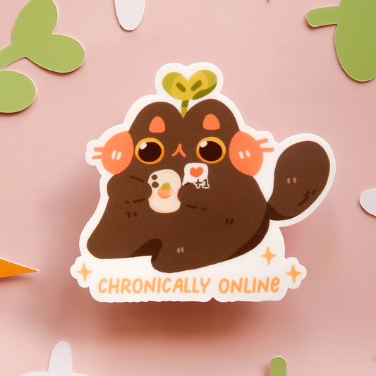 Chronically Online Cat Vinyl Diecut Sticker