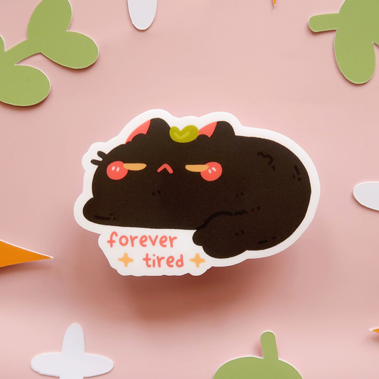 Forever Tired Cat Vinyl Diecut Sticker