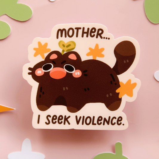 Cat Seeking Violence Vinyl Diecut Sticker